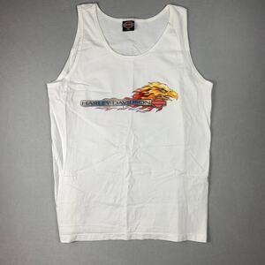 Vintage Harley-Davidson Tank Top XL Earl Small’s GA Moto Graphic White 1997